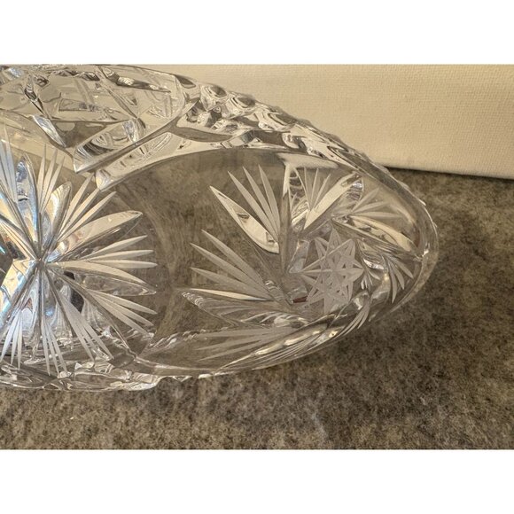 Vintage Poedbrady Bohemian Crystal 8point Star Pinwheel Design oval Boat Shape B - Picture 6 of 7